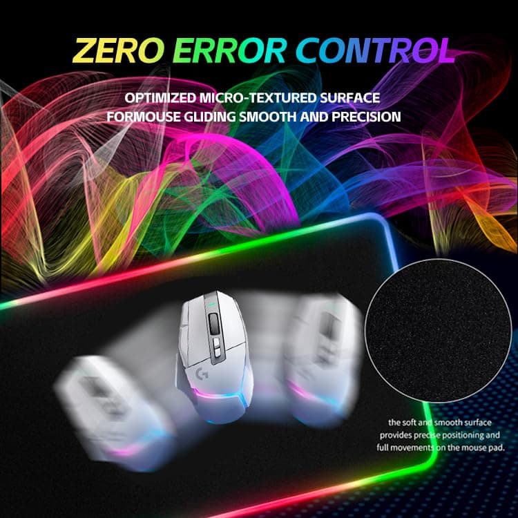 RGB Gaming Mouse Pad,Large Mouse Pad,13 Colors Led Light RGB PC Gaming Desk Mat, Non-Slip Rubber Based with Waterproof Coating Big Mouse Pad 31.5X11.8 in