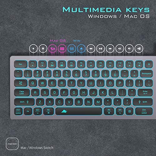 Aluminum Quiet Wired Keyboard Backlit- Slim Chiclet Keyboard Compatible with Apple iMac, MacBook, Mac and PC, USB Numeric Keypad RGB Lighted Key - Space Gray