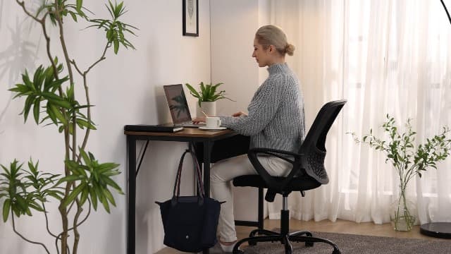 Sweetcrispy Computer Desk - 32 Inch Small Office Writing Work Study Kids Student Teacher Home Bedroom Table Storage Bag Headphone Hooks & no Wheels - White