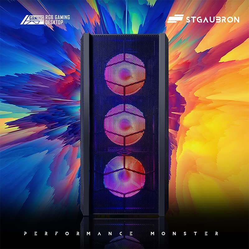 STGAubron Desktop PC, Intel Core i7 up to 3.9G, GeForce RTX 3060 12G GDDR6, 32G, 1TB SSD, WiFi, BT 5.0, RGB Fanx6, RGB Keybaord, RGB Mouse, Mouse Pad, RGB Bluetooth Sound Bar, RGB BT Gaming Mic W1