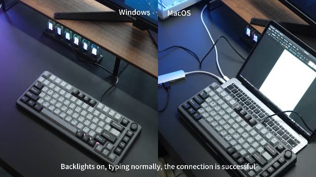 YUNZII B75 Mechanical Keyboard,75% Layout with Knob,Hot Swappable RGB Backlit Gasket Mounted, Creamy Typing, Double-Shot PBT Keycaps,Cherry Profile,for Win/Mac (White, Blue Grey Tactile Switch)