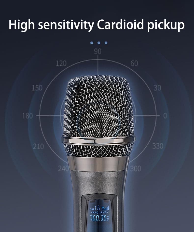 Wireless Microphone,Rechargeable Wireless Dual UHF Microphone,Dual Handheld Dynamic Wireless Mic for Karaoke Singing, Wedding, DJ, Party, Speech, Church, Class Use,PA System,200ft,Gray