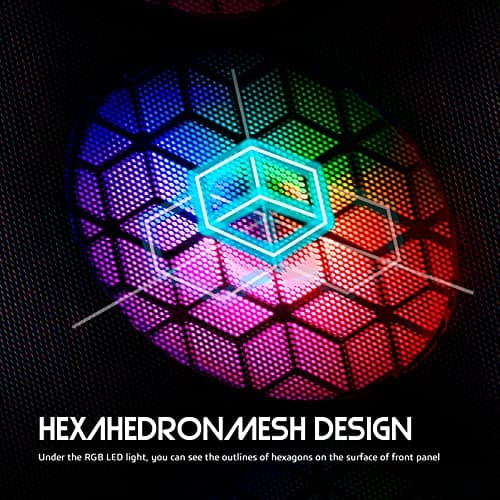 Raidmax X921 Mesh Airflow and Tempered Glass Gaming PC Case with Fans, Pre-Installed 6 Static RGB Color Fans, ATX Mid Tower PC Case, Black, Support ATX, Micro ATX, Water Colling