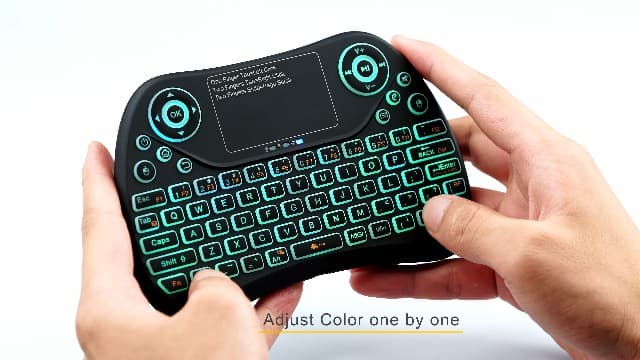Mini Wireless Keyboard with Touchpad Mouse, 2.4GHz Portable Handheld Keyboard with QWERTY Keypad,RGB Backlit,Rechargeable Battery for Android TV Box/Mac/PC/Nvidia Shield