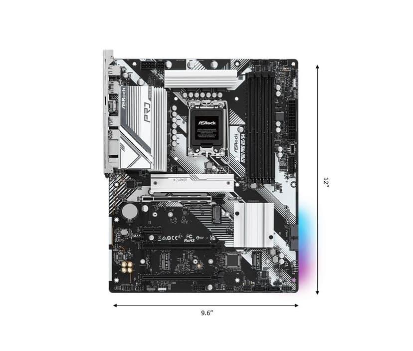 ASRock B760 Pro RSD4 LGA1700 ATX Motherboard - Supports 14th/13th/12th Gen Intel Core, DDR4 5333+ (OC), Dual M.2 PCIe Gen4, 2.5G LAN, USB 3.2 Gen2 Type-C, HDMI/DP, Nahimic Audio