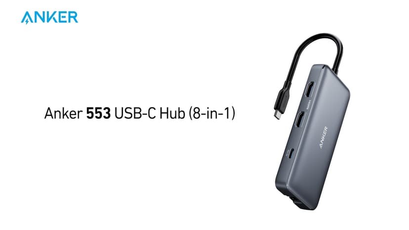Anker Laptop Docking Station Dual Monitor, 8-in-1 USB C Hub, 4K Dual Monitor with 2 HDMI, 1 Gbps Ethernet Hub, 85W Power Delivery, SD Card Reader for MacBook Pro, XPS and More