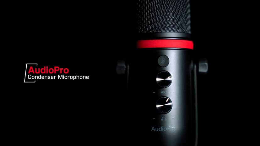 USB Microphone, Computer Condenser Gaming Mic for PC/Laptop/PS4/5, Headphone Output, Volume Control, USB Type C Plug and Play, LED Mute Button, for Streaming, Podcast, Studio Recording