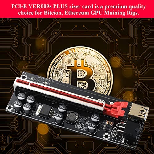 6PACK PCI-E 1X to 16X V009S-PLUS Riser Card with 7 PCI-E 1X Plug-in Adapter Card with 24in USB 3.0 Extension Cable for Bitcoin Crypto Mining Ethereum Mining（6 Pack）