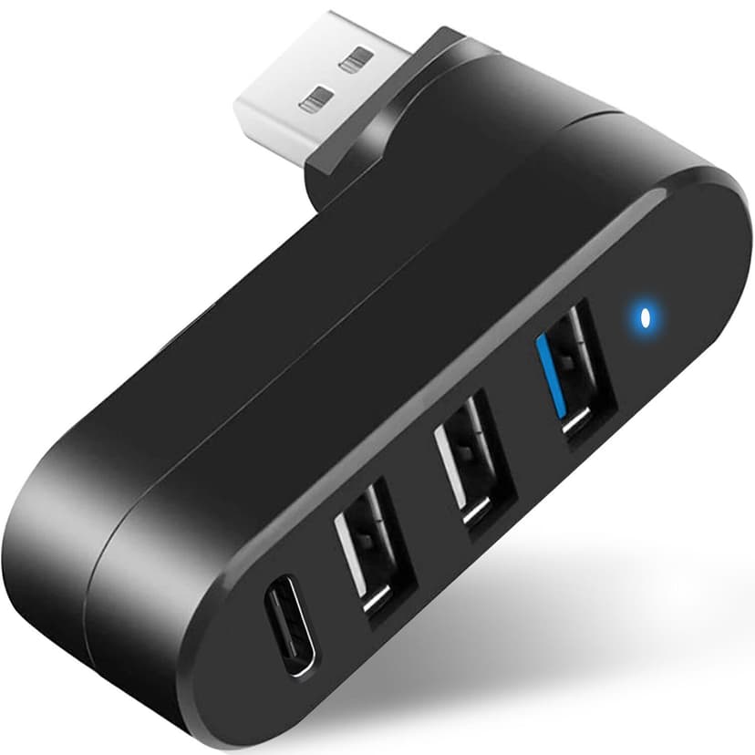 VIENON 4-Port USB 3.0 Hub [90°/180° Degree Rotatable], USB Splitter with 3 USB-A Ports & 1 USB C Power/Data Port, USB Extender for Laptop, Car, iMac, MacBook Air, MacBook Pro, and More