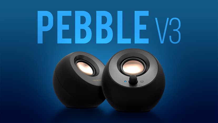 Creative Pebble V3 Minimalistic 2.0 Desktop Speakers With USB-C Audio, Clear Dialog Enhancement, Bluetooth 5.0, 8W RMS, 16W Peak Power, USB-A Converter (Black)