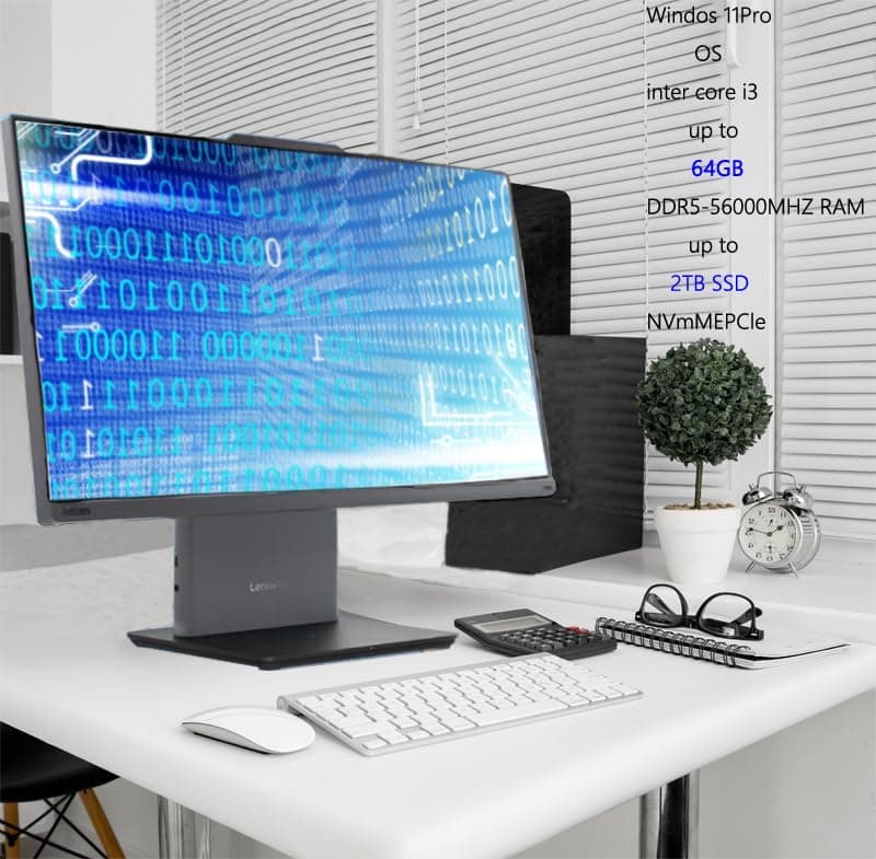 Lenovo ThinkCentre All-in-One Business Computer, 23.8" FHD Display, 13th Gen Intel 6-Core Processor, 32GB DDR5 RAM, 1TB PCIe SSD, Wi-Fi 6, HDMI, USB-C, Webcam, Windows 11 Pro