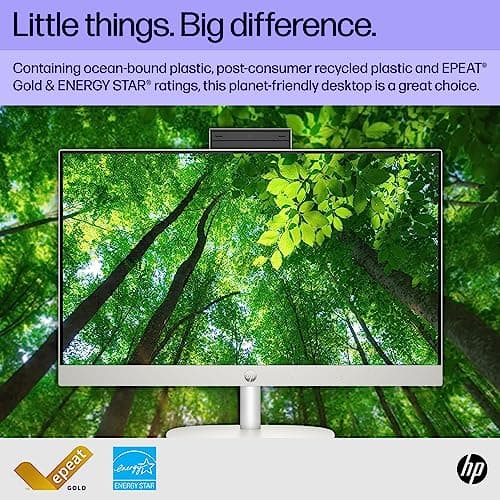 HP 23.8 inch All-in-One Desktop PC, FHD Display, AMD Athlon Silver 7120U, 8 GB RAM, 256 GB SSD, AMD Radeon Graphics, Windows 11 Home, 24-cr0010 (2023)