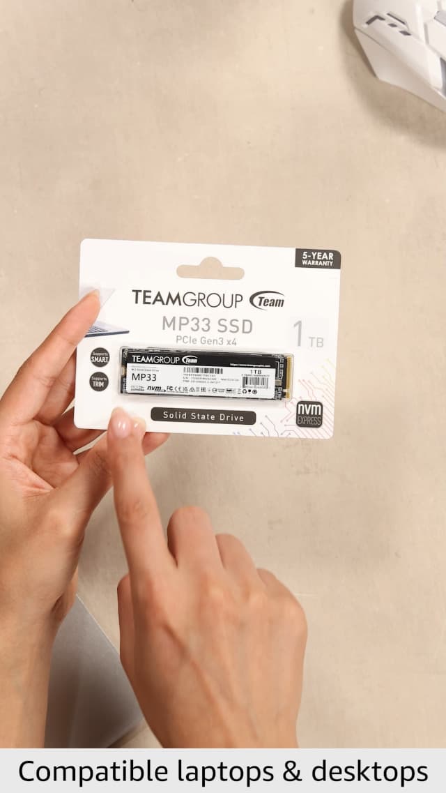 TEAMGROUP MP33 1TB SLC Cache 3D NAND TLC NVMe 1.3 PCIe Gen3x4 M.2 2280 Internal SSD R/W Speed up to 1800/1500 MB/s Laptop & PC Desktop TM8FP6001T0C101