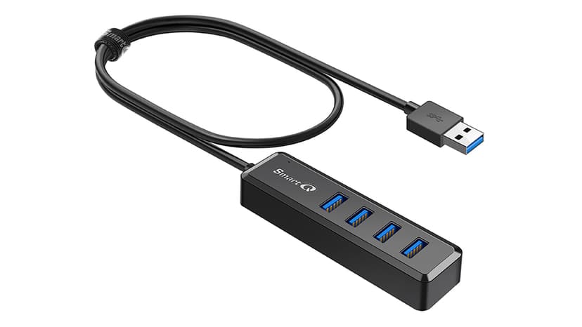 SmartQ H302S USB 3.0 Hub for Laptop with 2ft Long Cable, Multi Port Expander, Fast Data Transfer USB Splitter Compatible with Windows PC, Mac, Printer, Mobile HDD
