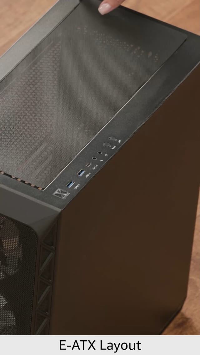 Montech AIR 903 MAX, E-ATX Mid Tower Case, High Airflow, 3X 140mm ARGB PWM & 1x 140mm PWM Fans Pre-Installed, Tempered Glass Side Panel, Mesh Front, Type-C, Support 4090 GPUs, Black