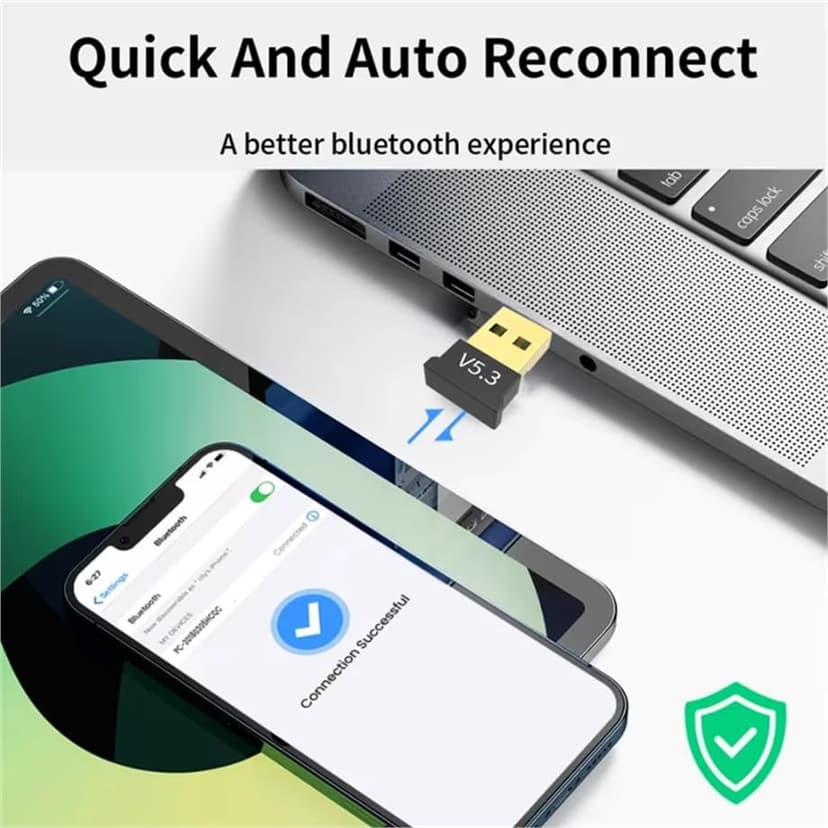Kyper USKyper-45BT 1 Pack USB Bluetooth Adapter, 5.3 BT Adapter for PC, Plug & Play for Windows 11/10/8.1, Bluetooth Receiver & Transmitter for Keyboard/Mouse/Headphone/Speakers/Printer (1)