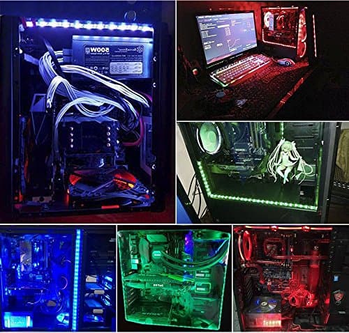 RGB LED Strip Computer Lighting via Magnet with Controller for Desktop Computer Case Mid Tower Full Tower (24Key Remote,2PK,30CM,R Series)
