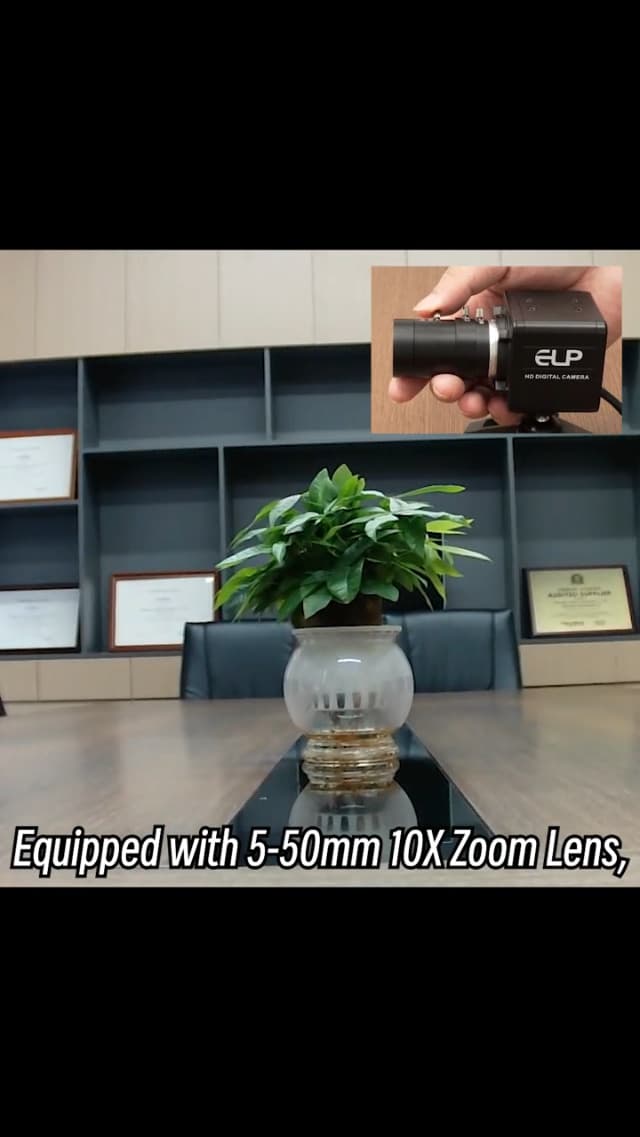 ELP Global Shutter USB Webcam - 1080P 90fps, Manual Zoom, Variable Focus, AR0234 Close-up Camera for Laptop