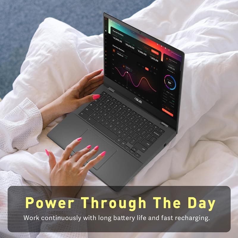 ASUS Chromebook 14" FHD Anti-Glare Laptop, MediaTek Kompanio 520, 4GB LPDDR4X, 64GB eMMC, Webcam, WiFi 6, Bluetooth, Chrome OS, Gravity Gray, CM1402CM2A-M8186