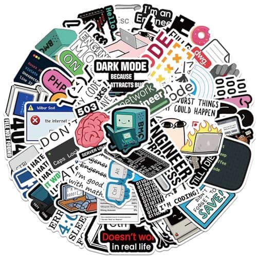 50PCS Programming Stickers Gifts for Developers Programmers Hackers Engineers, Icicrim Program Stickers for Laptop Computer Water Bottles Luggage Vinyl Waterproof Decals