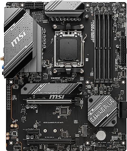 MSI B650 Gaming Plus WiFi Gaming Motherboard (AMD Ryzen 9000/8000/7000 Series Processors, AM5, DDR5, PCIe 4.0, M.2, SATA 6Gb/s, USB 3.2 Gen 2, HDMI/DP, Wi-Fi 6E, Bluetooth 5.3, 2.5Gbps LAN, ATX)