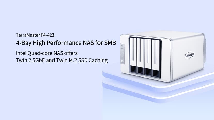 TERRAMASTER F4-423 4-Bay High Performance NAS for SMB with N5095 Quad-core CPU, 4GB DDR4 Memory, 2.5GbE Port x 2, Network Storage Server (Diskless)