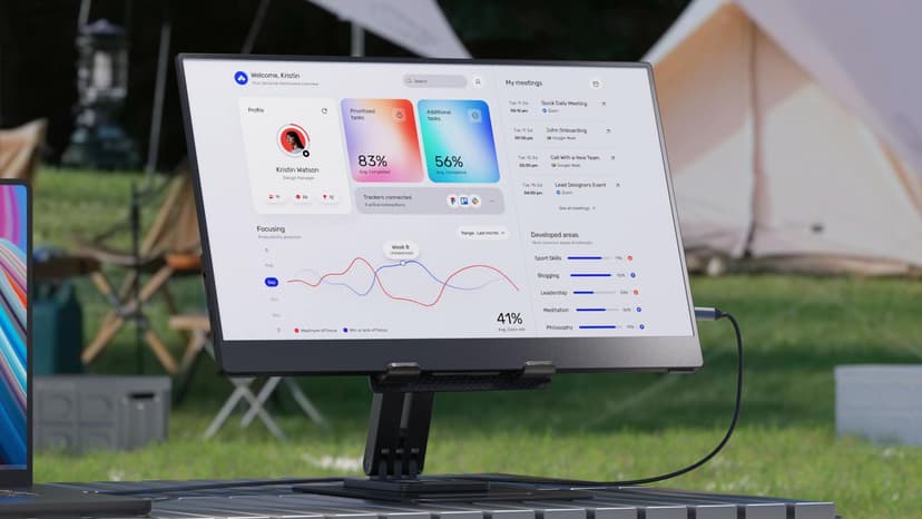 Portable Monitor, Ultra Slim 15.6 Inch FHD IPS Laptop Screen Extender with Adjustable Stand, USB C Compatible, Ideal for Travel and Office