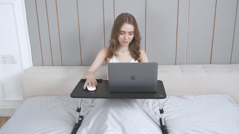 SAIJI Height & Angle Adjustable Laptop Stand for Bed, Lap Desk Bed Tray Table, Light Weight Foldable Portable Laptop Table for Couch Sofa Chair Floor Desk for Adults, Kids (Black)