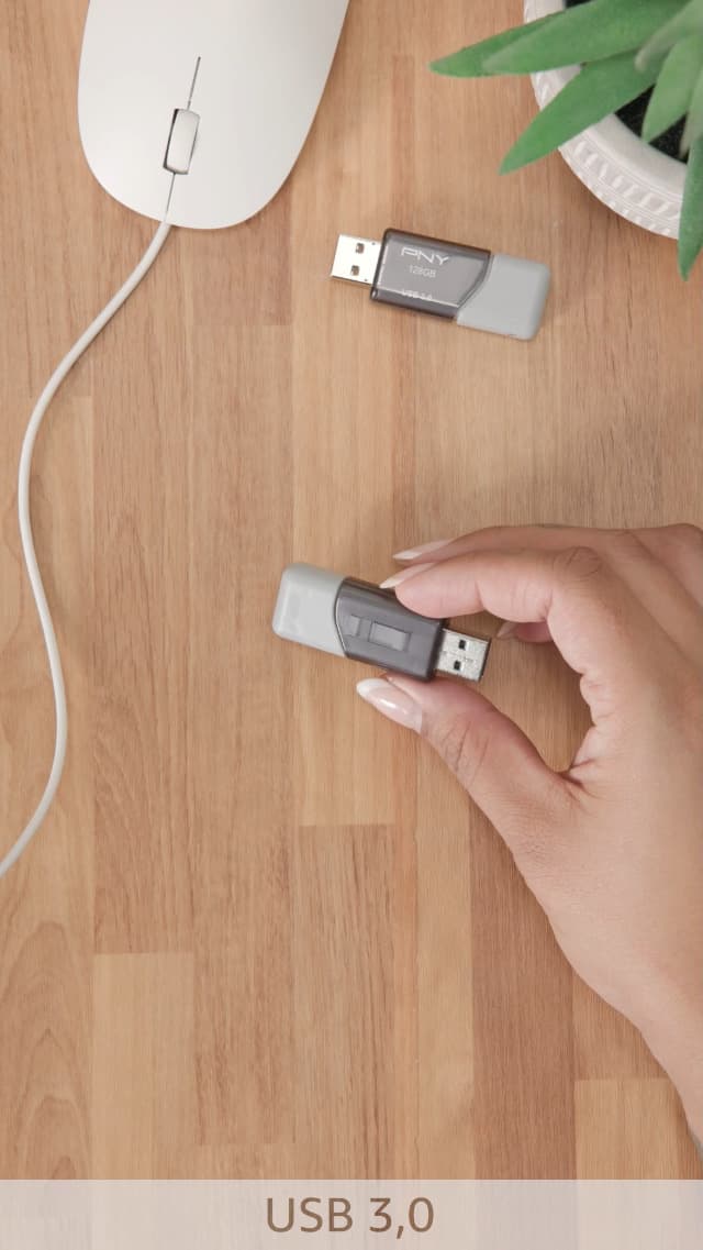 PNY 128GB Turbo Attaché 3 USB 3.0 Flash Drive, Silver (Pack of 2)