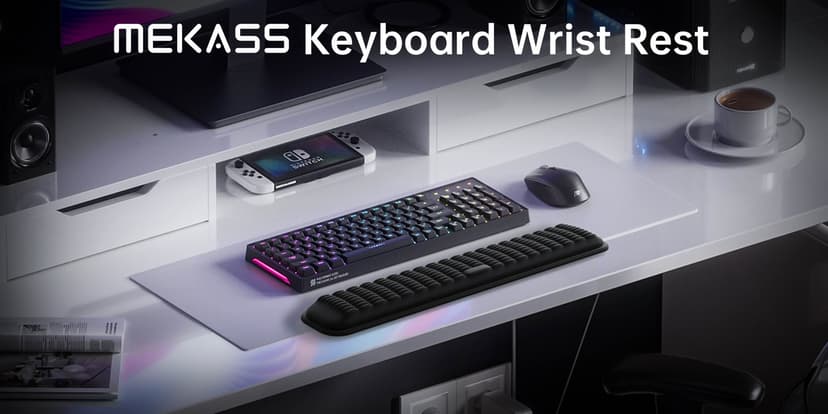 MEKASS Keyboard Wrist Rest, Soft Memory Foam Wrist Support for Keyboard, Keyboard Hand Rest Pad for Wrist Pain Relief, Keyboard Wrist Guard for Long Hours of Work, Gaming, Studying（Classic Black）