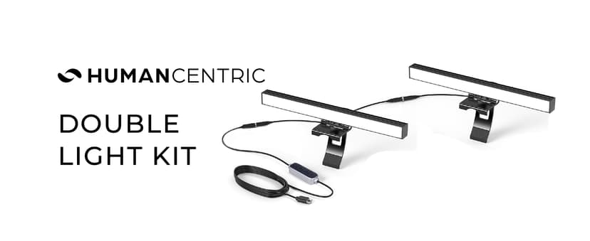 HumanCentric Video Conference Lighting - Webcam Light for Streaming, LED Monitor and Laptop Light for Video Conferencing, Zoom Lighting for Computer, Replace Ring Light for Zoom Meeting, Double Kit