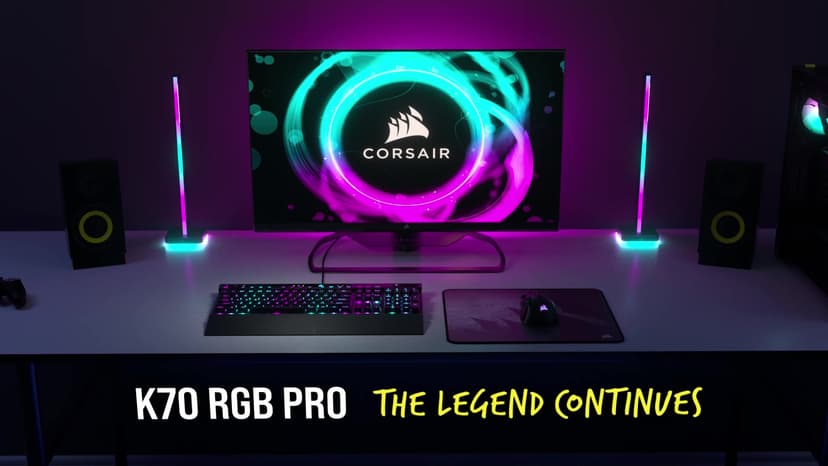 Corsair K70 RGB PRO Wired Mechanical Gaming Keyboard (Cherry MX RGB Red Switches: Linear and Fast, 8,000Hz Hyper-Polling, PBT Double-Shot PRO Keycaps, Soft-Touch Palm Rest) QWERTY, NA - Black