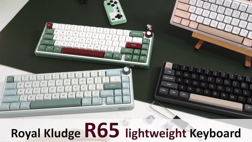 RK ROYAL KLUDGE R65 Wired Gaming Keyboard with Volume Knob, 60% Percent RGB Backlit Mechanical Keyboard Gasket Mount with PBT Keycaps, MDA Profile, QMK/VIA, 66 Keys Hot Swappable Cream Switch, Black