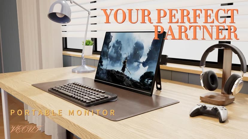 16" Portable Monitor, 1920×1200P IPS Laptop Screen with USB-C, HDMI Gaming Monitor with Kickstand, 0.3" Ultra-Slim for Travel/Office