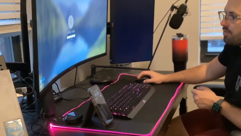 Mouse Pad with Phone Holder, Wireless Charging Desk Mat, RGB Gaming Mousepad Home Office Large Desk Pad with Ultra-Smooth Surface, Non-Slip Base, Waterproof Keyboard Pad, Classic Black Desk Mat