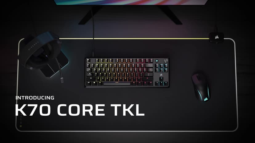 Corsair K70 CORE TKL RGB Tenkeyless Mechanical Wired Gaming Keyboard – Pre-Lubed MLX Red v2 Linear Switches, SOCD, ABS Double-Shot Keycaps, Sound Dampening, 1000Hz Polling, QWERTY NA – Black
