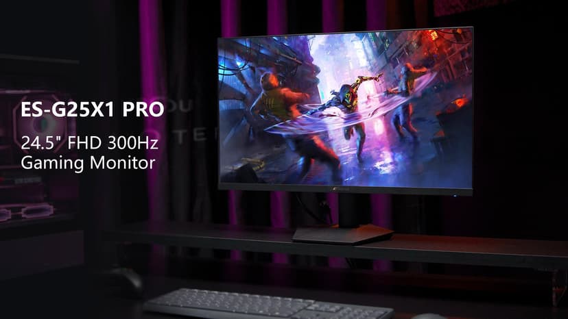 SANSUI 24.5 Inch 300hz 240hz Gaming Monitor, 1080P 1ms FPS PC Monitor Gaming, HDR, FreeSync, DisplayPort x2 HDMI x2, Fast IPS, 120% sRGB, Audio Jack, VESA Support, Desktop Compatible(ES-G25X1 PRO)