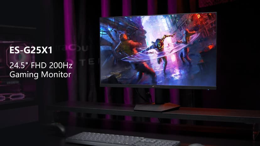 SANSUI 24.5 Inch 200Hz Gaming Monitor, FHD 1080P Fast IPS PC Gaming Monitor, 2 x HDMI2.0, 1 x DP1.4, FreeSync,128% sRGB HDR VESA Mountable (ES-G25X1, One HDMI Cable Included)