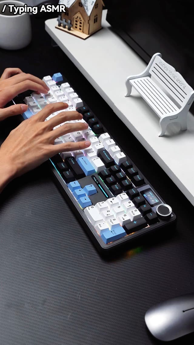 EPOMAKER X Aula F108 PRO Wireless Gaming Keyboard with Screen, 8000mAh Battery, 104 Hot-Swappable and Programmable Keys and Knob, RGB Backlight, for Mac/PC/Android (Blue&White&Black)