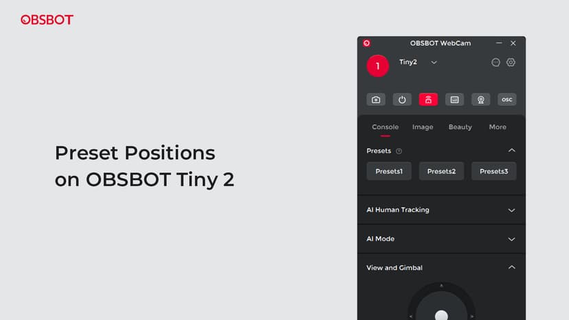 OBSBOT Tiny 2 Webcam 4K Voice Control PTZ, AI Tracking Multi-Mode & Auto Focus, Web Camera with 1/1.5" Sensor, Gesture Control, 60 FPS, HDR Light Correction, Webcam for PC, Streaming, Meeting, etc.