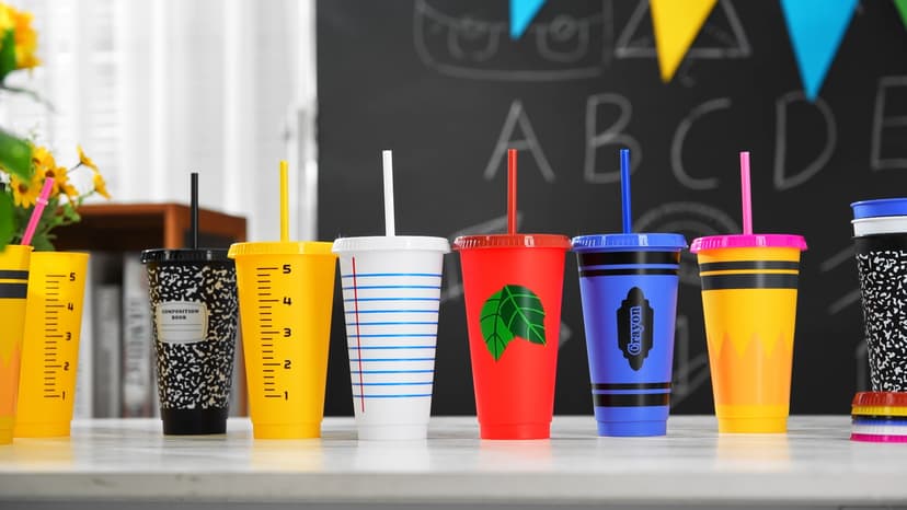 Rtteri 24 Pcs Back to School Reusable Plastic Coffee Cups in Bulk 24 oz Reusable Teacher Appreciation Cups Tumbler with Lids and Straws First Day of School Party Favors Gift for Classroom Supplies