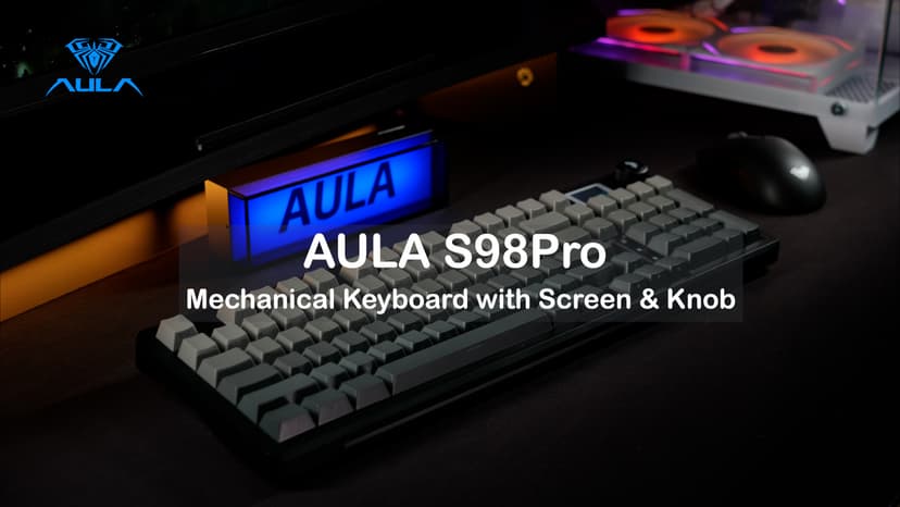 AULA S98 Pro Wireless Mechanical Keyboard with Screen & Knob,2.4GHz/USB-C/BT5.0 Hot Swappable Creamy Keyboard,Pre-lubed Linear Switches,Side Printed PBT Keycaps,RGB Backlit Gaming Keyboards