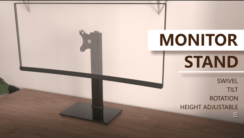 Single Monitor Stand VESA Mount for 13-32 Inch Screens, Free-Standing Monitor Riser with Swivel Tilt Rotation Height Adjustable, Universal Desk Stand up to 44lbs, VESA 75x75, 100x100mm