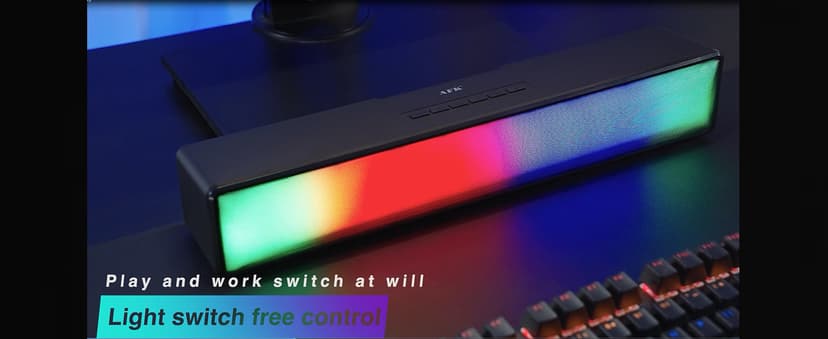 AFK Computer Speakers, Computer Sound Bar with RGB Lights, USB Powered PC Speakers with Stereo Sound, Bluetooth 5.1 and 3.5mm Aux-in,Gaming Speakers for Desktop