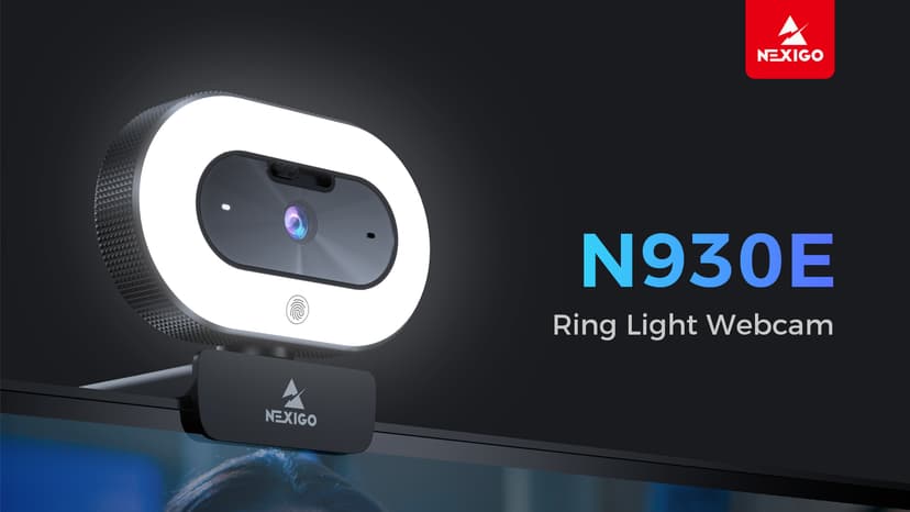 NexiGo StreamCam N930E with Software, 1080P Webcam with Ring Light and Privacy Cover, Auto-Focus, Plug and Play, Web Camera for Online Learning, Zoom Meeting Skype Teams, PC Mac Laptop Desktop