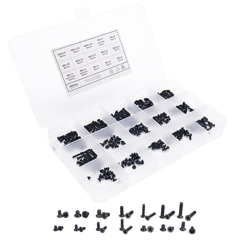 QTEATAK 300Pcs Black Laptop Notebook Computer Replacement Screws Kit for Lenovo Toshiba Gateway Samsung HP IBM Dell Sony Acer Asus SSD Hard Disk SATA