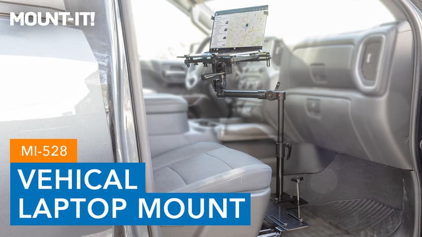 Mount-It! Universal Vehicle Laptop Mount for Cars, Trucks & Vans – No-Drill Installation, Adjustable Height, Full Motion Swivel, and Cooling Tray for Laptops Up to 17"