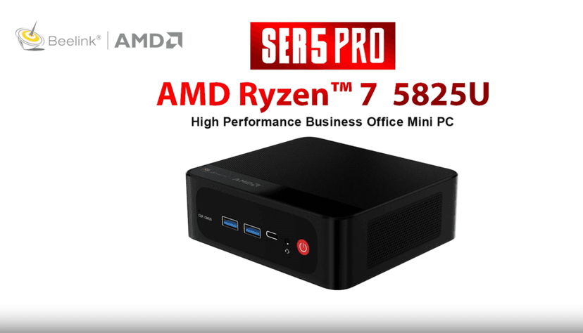 Beelink Mini PC AMD Ryzen 7 5825U Up to 4.5GHz 8C/16T, SER5 PRO Mini Computer with 32GB DDR4 RAM 1TB M.2 SSD, Support 4K Triple Screen Display(HDMI+DP+Type-C)/WiFi6/BT5.2/Gigabit LAN/Home/Office