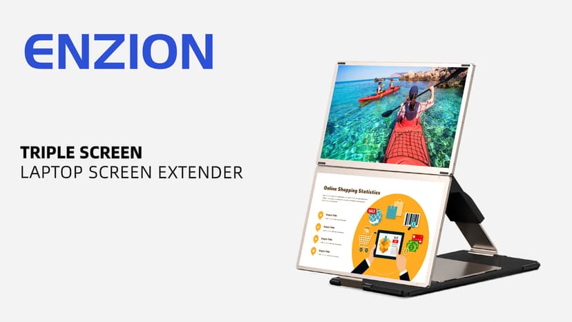 Laptop Screen Extender,Upgraded 15.6" Portable Monitor,FHD 1080P Triple Laptop Screen Extender,Detachable Dual Monitor for 13”-17” Laptops,Plug & Play,Compatible with Mac/Wins/Chrome/Dex
