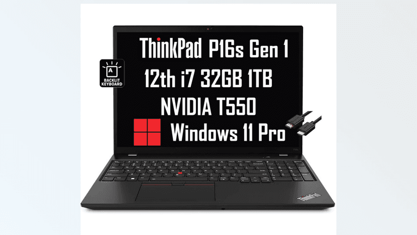 Lenovo ThinkPad P16s Mobile Workstation & Business Laptop (16" FHD+, Intel 12-Core i7-1260P, 32GB RAM, 1TB SSD, NVIDIA T550), Backlit Keyboard, Webcam, Wi-Fi 6E, IST Cable, Win 11 Pro, Black - 2024